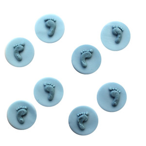 Blue Mini Baby Footprints Sugarcraft Toppers Pk/8