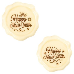 Bulk Belgian White Chocolate Happy New Year Stamps Box/120