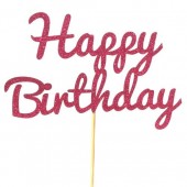 Ruby Rose Glitter Happy Birthday Cake Topper - Card