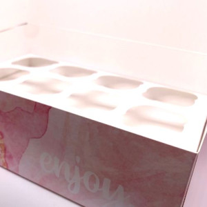Marble Pink Cupcake Box - Holds Standard 12's or Mini 24's