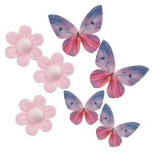 Dekora Lilac Butterflies and Rose Flowers 