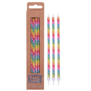 PME Tall Candles - Rainbow Striped Pk/6
