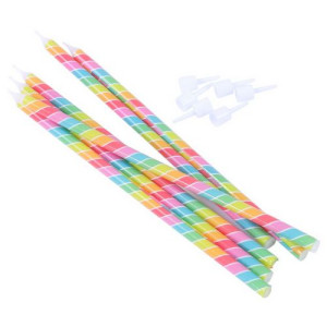 PME Tall Candles - Rainbow Striped Pk/6