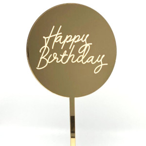 Gold Mirror Etched Happy Birthday Paddle - Acrylic 