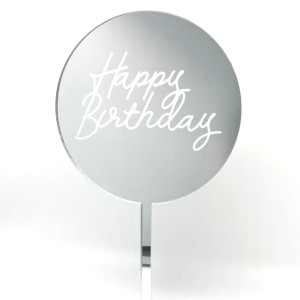 Silver Mirror Etched Happy Birthday Paddle - Acrylic 