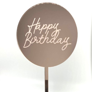 Rose Gold Mirror Etched Happy Birthday Paddle - Acrylic 