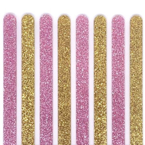 Popsicle Sticks Pk/8 - Pink Glitter & Gold Glitter