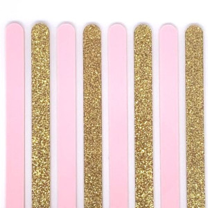 Popsicle Sticks Pk/8 - Gold Glitter & Pastel Pink