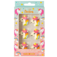 Decora Unicorn Sugar Decorations Pk/6