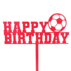 Red Football Birthday Cake Topper - Acrylic 