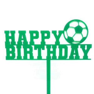 Green Football Birthday Cake Topper - Acrylic 
