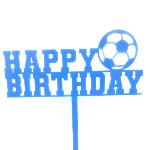 Blue Football Birthday Cake Topper - Acrylic 
