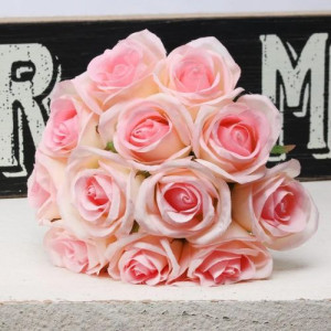 Blenheim Bridal Bouquet Cream Pink x 12 Roses