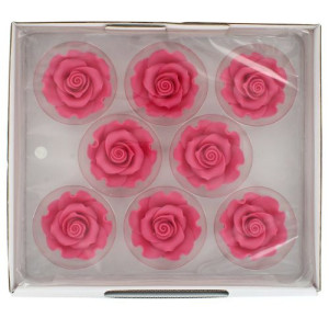63mm Sugar Soft Roses Pk/8 - Bright Pink