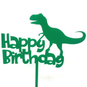 Green Dinosaur Birthday Cake Topper - Acrylic 