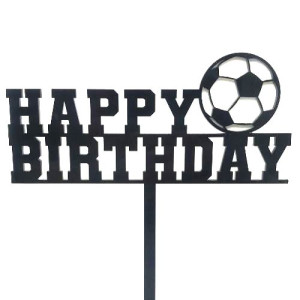 Black Football Birthday Cake Topper - Acrylic 