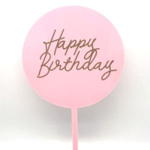 Pink Acrylic Paddle - Gold Happy Birthday