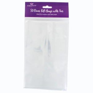 Large Clear Gift Bags & Ties Pk/50
