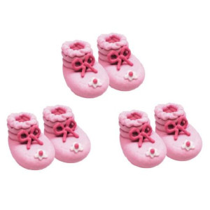 Pink Booties Sugarcraft Toppers Pk/3 Pairs