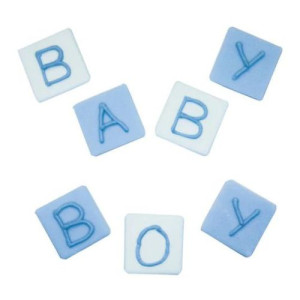 Blue Baby Block Sugarcraft Toppers Pk/7