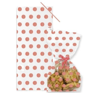 Rose Gold Polka Dot Cello Bags with Twist Ties Pk/20