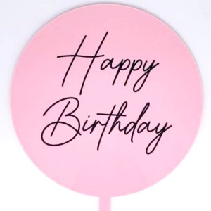 Pink Acrylic Paddle - Black Happy Birthday 