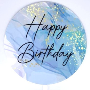 Acrylic Paddle - Happy Birthday Blue Marble