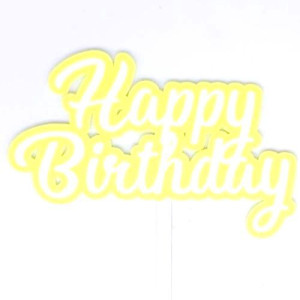 Acrylic Happy Birthday Topper - Yellow & White