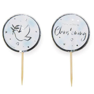 Blue On Your Christening Card Cupcake Toppers Pk/12 