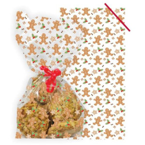 Gingerbread Cello Bags with Twist Ties Pk/20