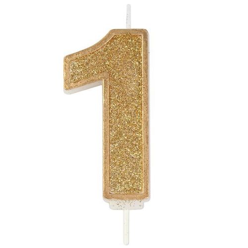 Gold Sparkle '1' Candle @ Stuff 4 Cakes