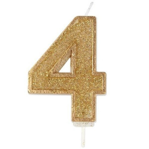 Gold Sparkle '4' Candle
