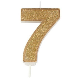 Gold Sparkle '7' Candle