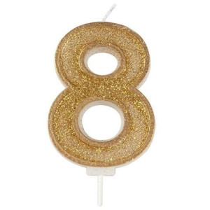 Gold Sparkle '8' Candle