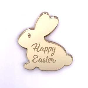 2" Happy Easter Bunny - Gold Acrylic