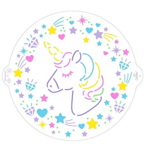 decora round cake stencil unicorn