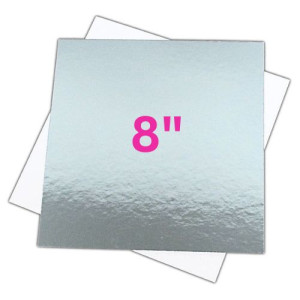 8" Square Silver/White Cut Edge Cards 