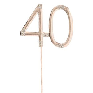 Diamante '40' Rose Gold Cake Topper