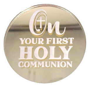 2" On Your First Holy Communion Acrylic Disc - Gold