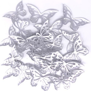 Crystal Candy Silver Wafer Butterflies - Silver Pk/22