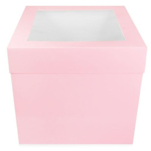 8" Extra Deep Cake Box With Window - Pink