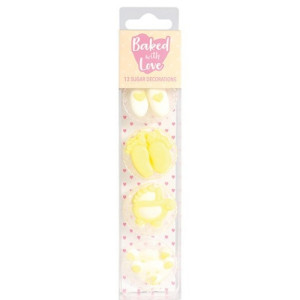 Baked with Love Baby Cupcake Decorations Yellow Pk/13