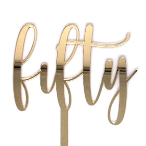 Gold Fifty Cake Topper - Mirror Acrylic 