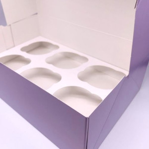 Lilac Cupcake Box - Holds Standard 6's or Mini 12's