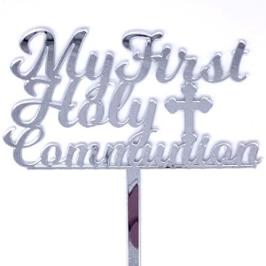 My First Holy Communion Topper - Silver Mirror
