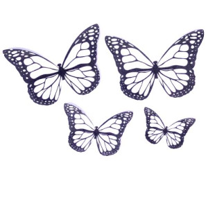 Crystal Candy Wafer Butterflies - Black & White Pk/22