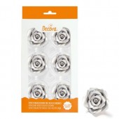 Decora 50mm Silver Roses Pk/6