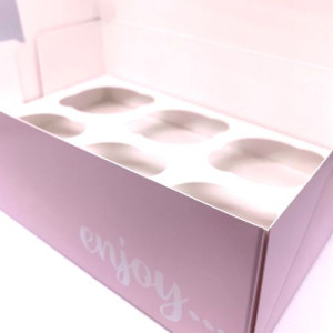 Powder Pink Treat Cupcake Box - Holds Standard 6's or Mini 12's