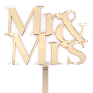 Gold Mr & Mrs Cake Topper - Mirror Acrylic 