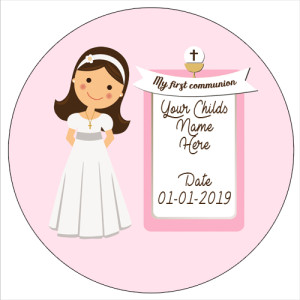 Brown Haired Communion Girl Edible Topper